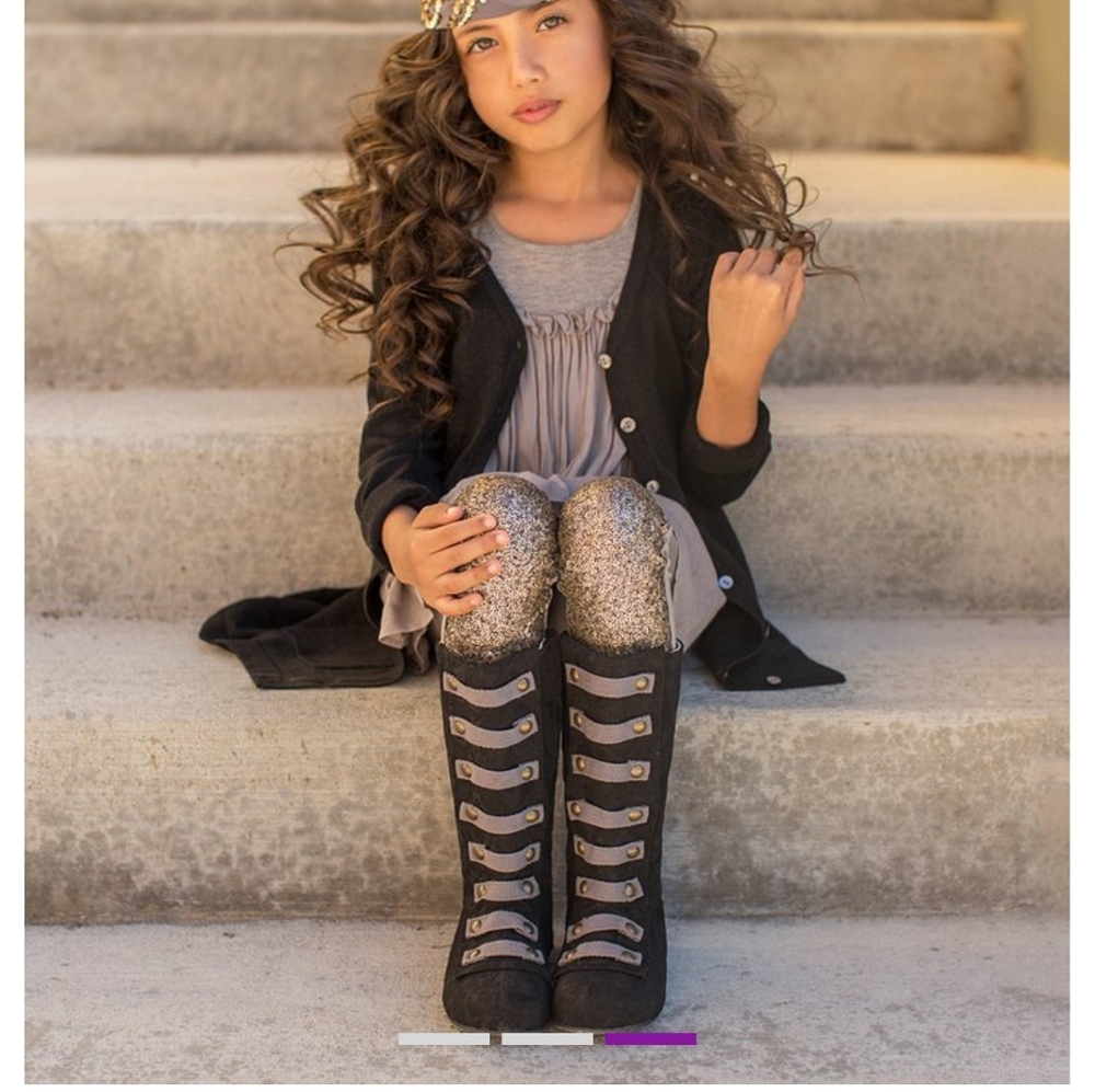 Joyfolie Leighton Black Boots With Knuckles Girl Toddler 4.